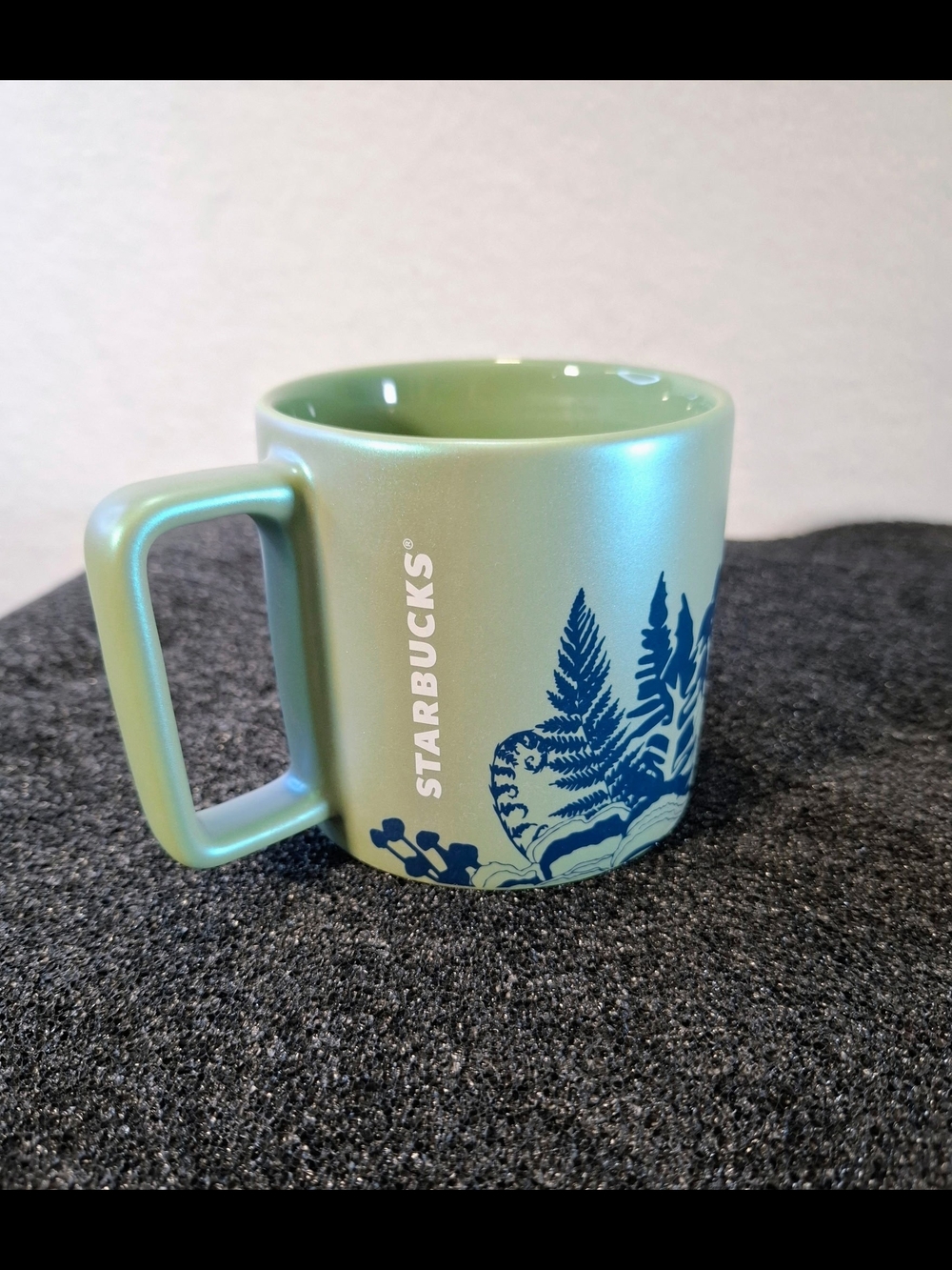 Starbucks Green Iridescent Mug with Navy Mushroom  Print - Picture 4 of 7